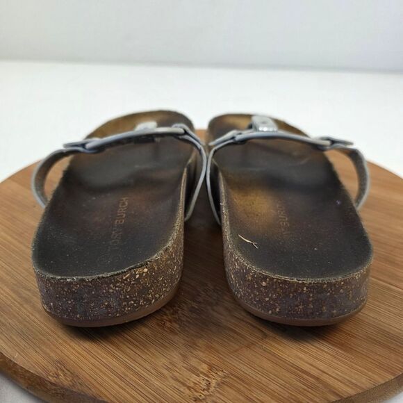 Tory Burch Miller Cloud Leather Metalic Silver Logo Sandals Sz 8 M - Picture 3 of 10